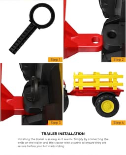 Ride on Toy Tractor with Trailer 12V Twin Motors Red