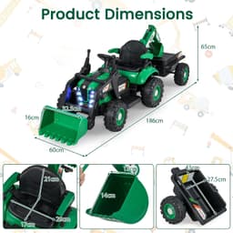 HONEY JOY 4 in 1 Ride on Tractor Green