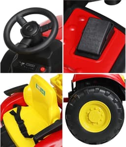 Ride on Toy Tractor with Trailer 12V Twin Motors Red