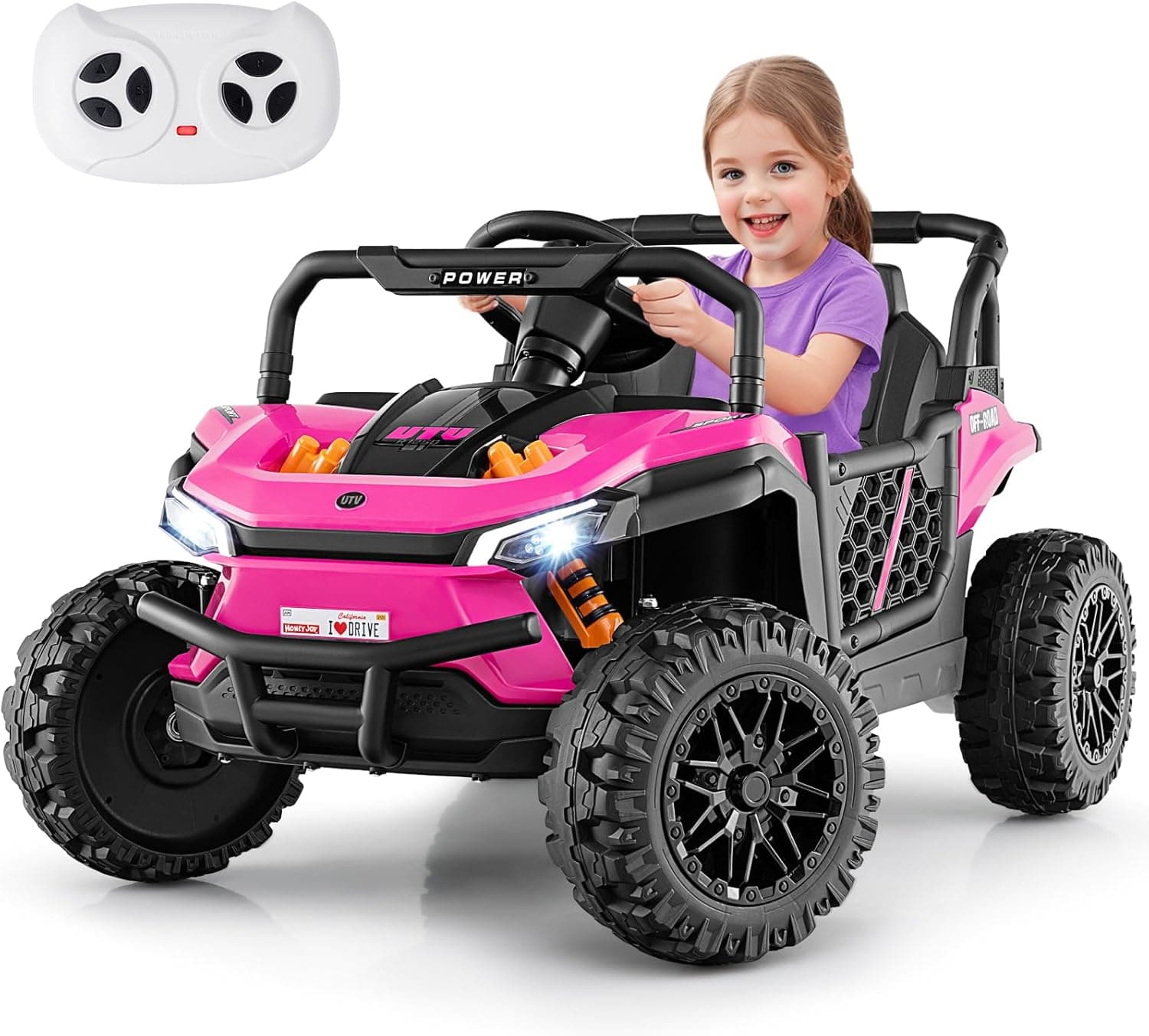 12V Kids Ride on UTV Pink