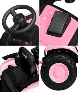 Ride on Toy Tractor with Trailer 12V Twin Motors Pink