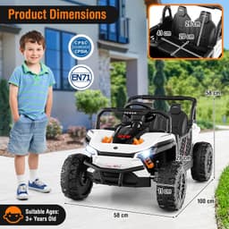12V Kids Ride on UTV white