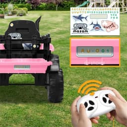 Ride on Toy Tractor with Trailer 12V Twin Motors Pink