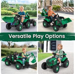 HONEY JOY 4 in 1 Ride on Tractor Green