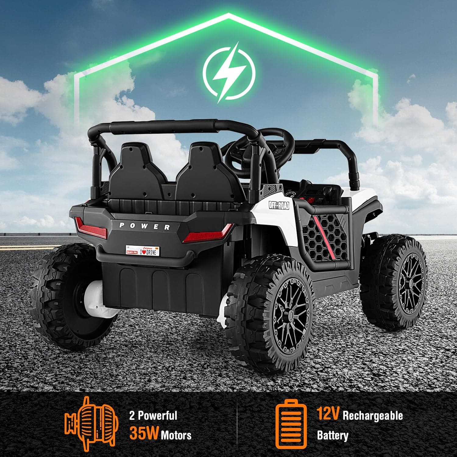 12V Kids Ride on UTV white