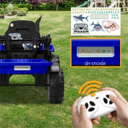 Ride on Toy Tractor with Trailer 12V Twin Motors Blue