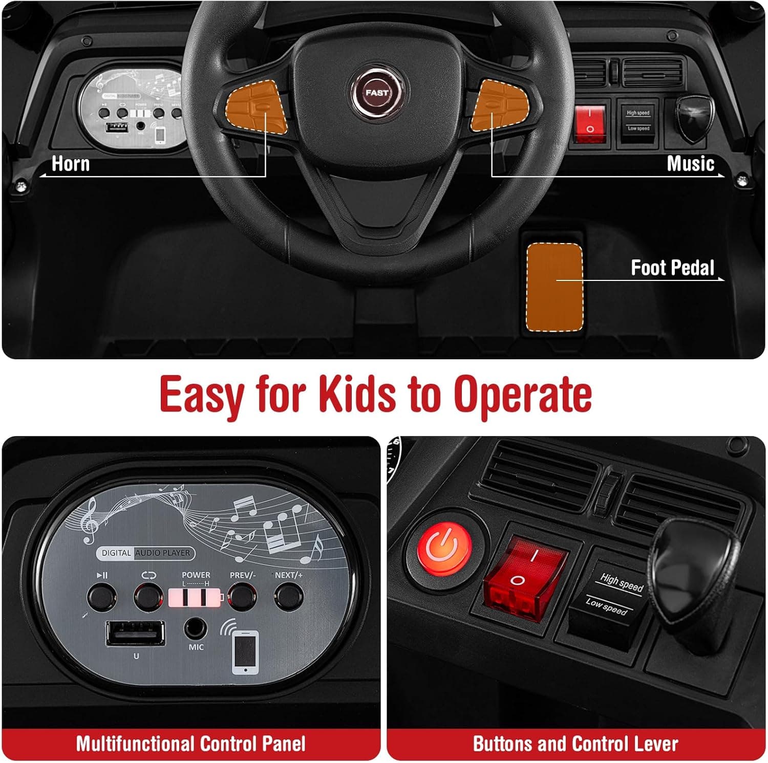 12V Kids Ride on UTV Red
