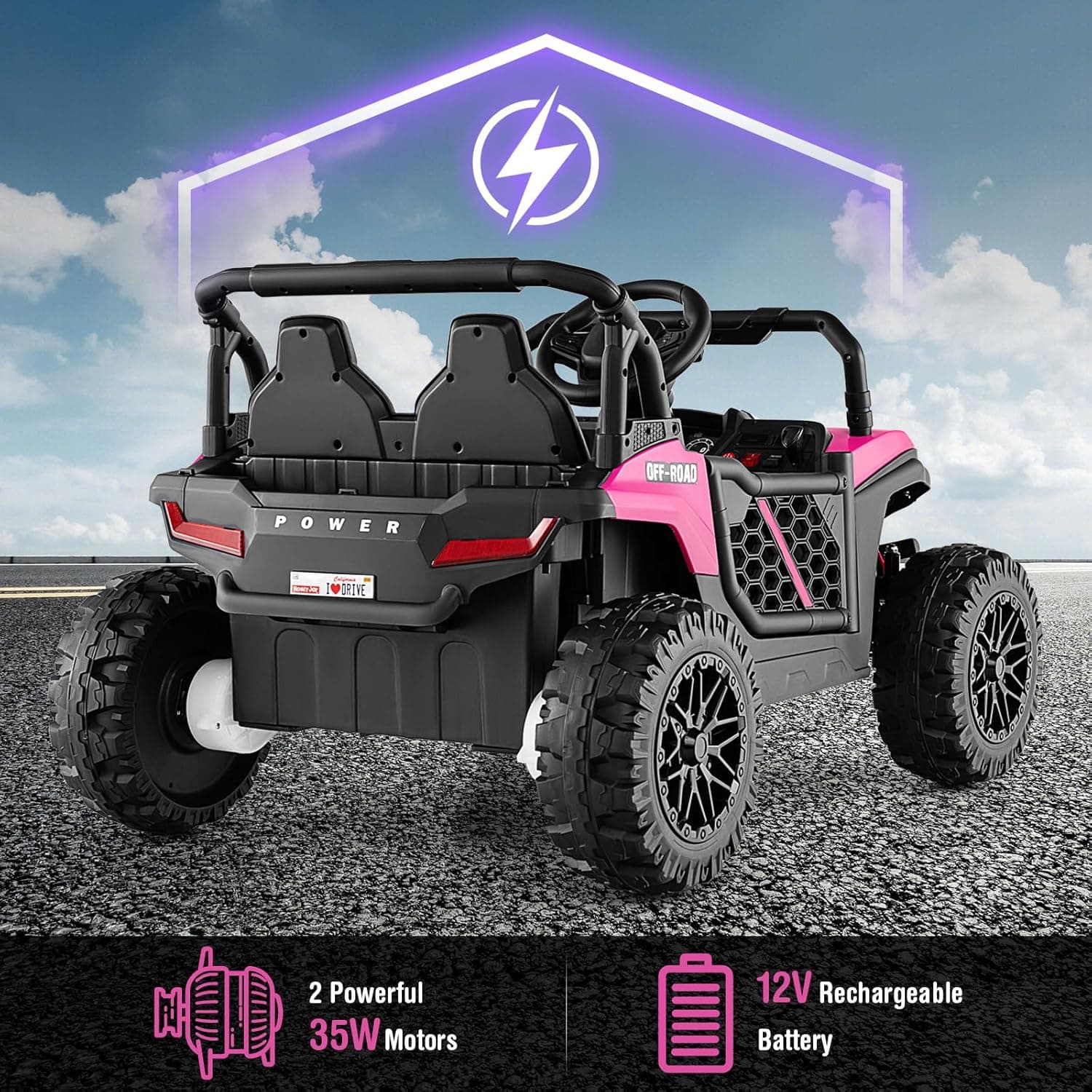 12V Kids Ride on UTV Pink